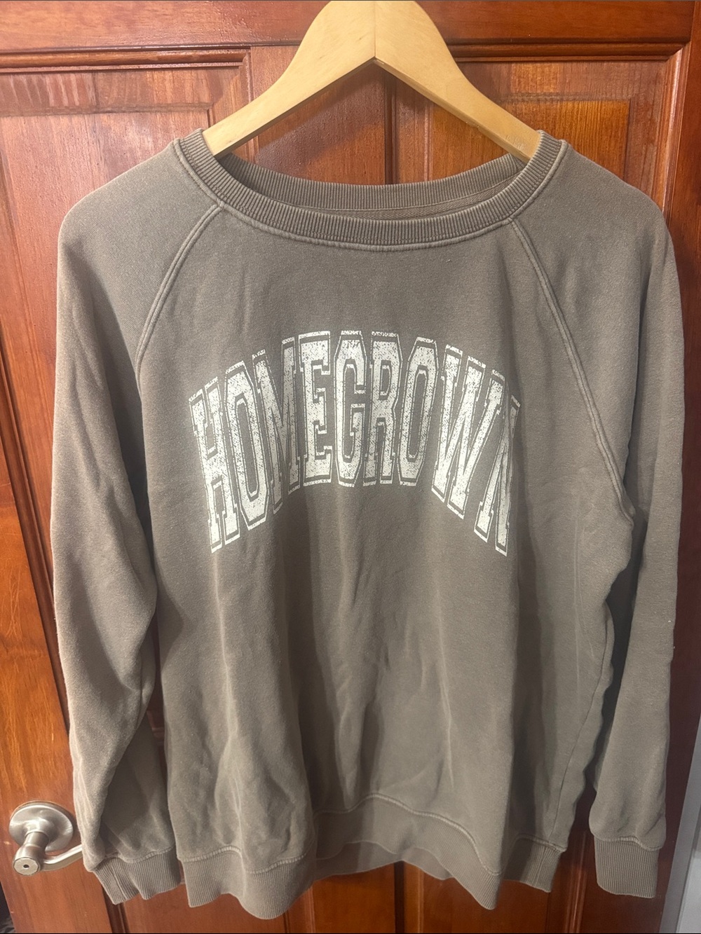 Thread & Supply Light Brown Crewneck Sweatshirt with White Chest Print